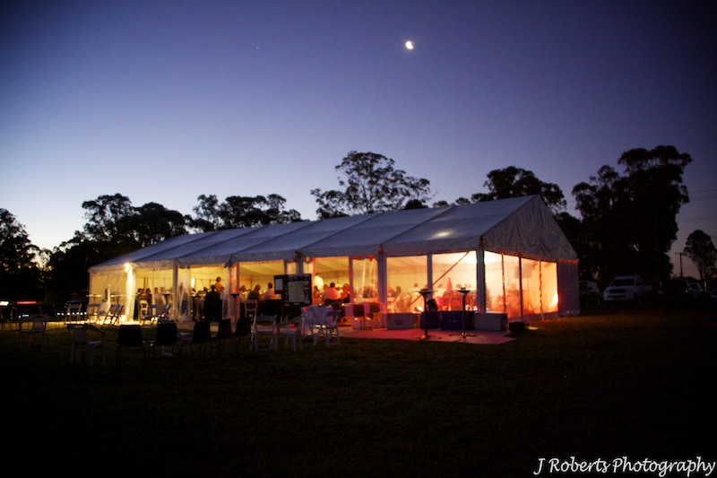Paddock marquee in moonlight - wedding photography sydney